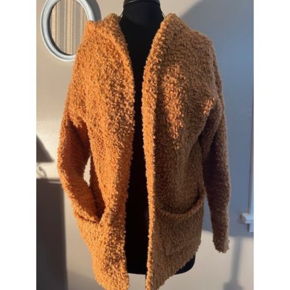 Arizona Loose Fit Popcorn Knit Long Sleeve Pocket Open Sweater Cardigan